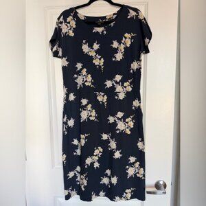 J. Jill Wearever Collection floral A-line dress in navy bloom with short sleeves
